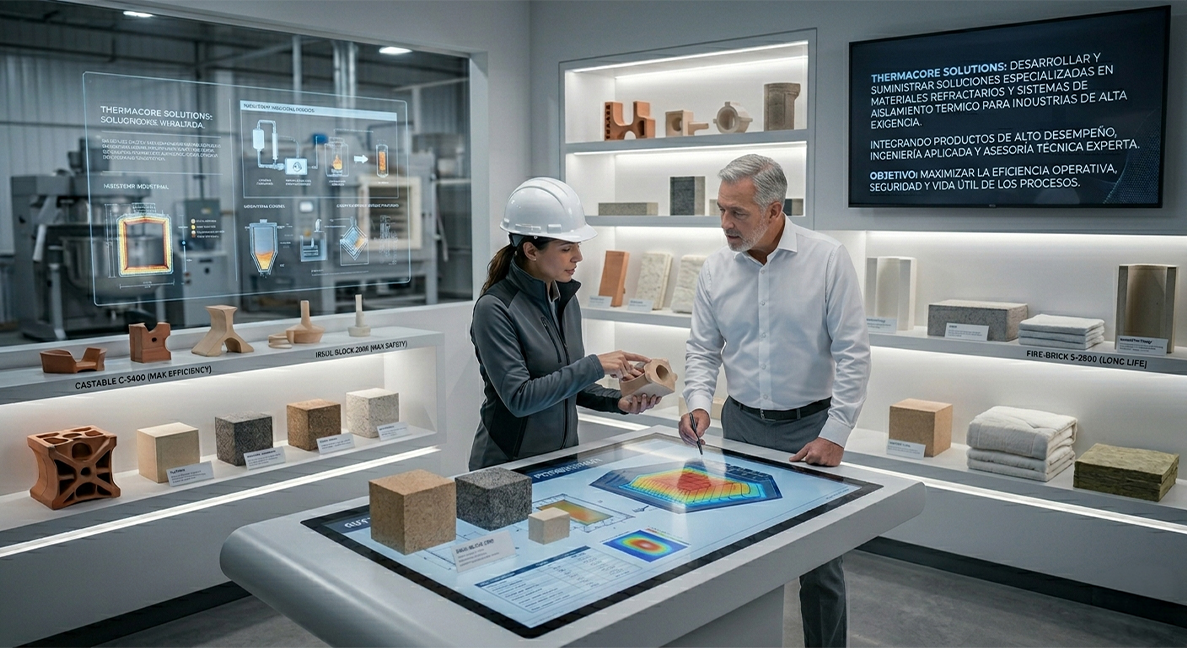 Equipo trabajando en refractarios